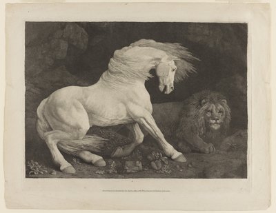 En hest skræmt af en løve, efter George Stubbs (1724-1806) af George Townley Stubbs
