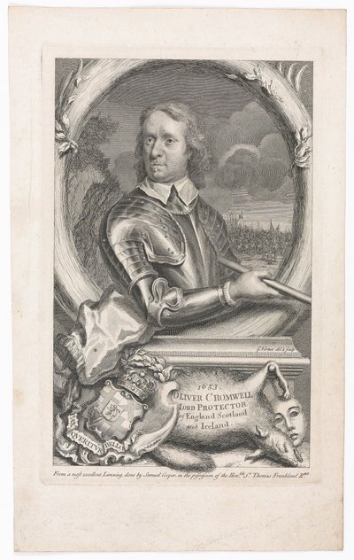 ? 1653 Oliver Cromwell Lord Protector of England Scotland and Ireland? Dani af George Vertue