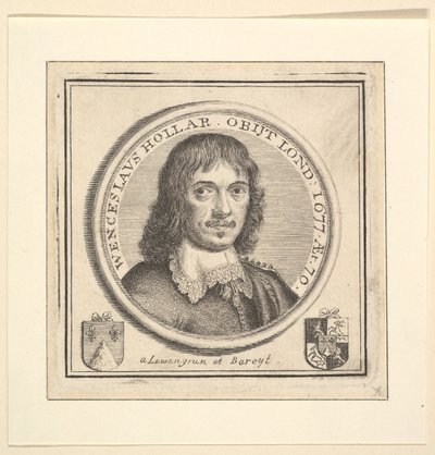 Buste of Hollar in a Circular Frame offentliggjort i Vertues, Description of the Works of the..., 1745. af George Vertue