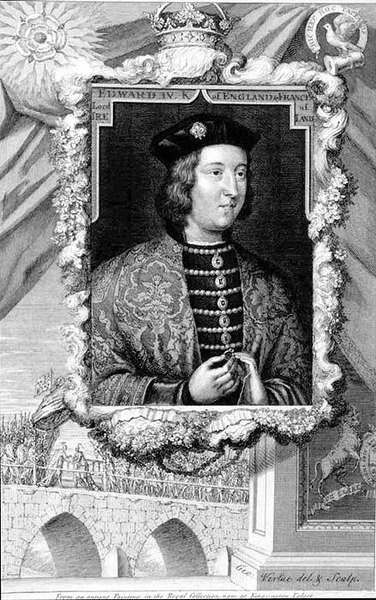 Edward IV (1442-83) Konge af England fra 1461, efter et portræt i Kensington Palace, indgraveret af kunstneren (gravering) af George Vertue