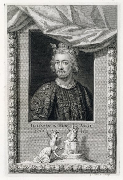 John (1167-1216) Konge af England fra 1199, indgraveret af kunstneren (gravering) af George Vertue