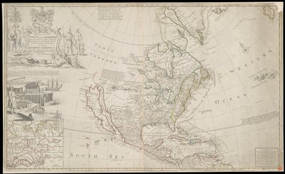Kort over Nordamerika, ca. 1720 (kobberstik) af George Vertue