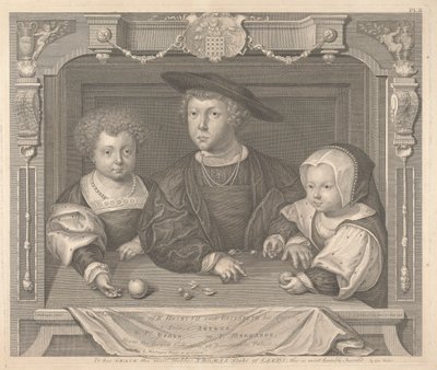 Tre børn af Henry VII og Elizabeth, hans dronning, prins Arthur, prins Henrik og prinsesse Margaret af George Vertue