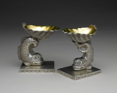Et par saltskåle, ca. 1843-1850 (sølv og sølv forgyldning) af George W. Stewart