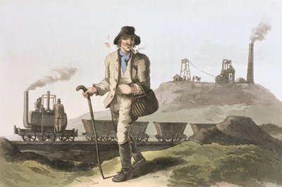Blenkinsop lokomotiv på Middleton colliery nær Leeds, fra `Costume of Yorkshire