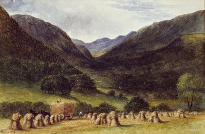 Harvest Time, Llyn Crafnant, North Wales, 1869 af George Augustus Wallis