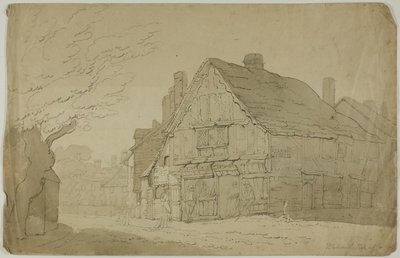 Smedeværksted i Guildford (recto); Skitse af to træstammer (verso) af George Wallwyn Shepheard