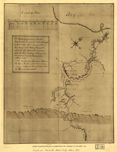 George Washingtons kort, der fulgte med hans "journal to the Ohio", 1754. LOC 99446116 af George Washington