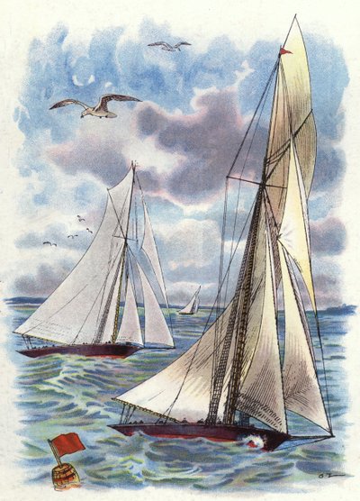A Yacht Race (farve litho) af George Washington Lambert