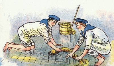 Slibning af dækkene (farve litho) af George Washington Lambert