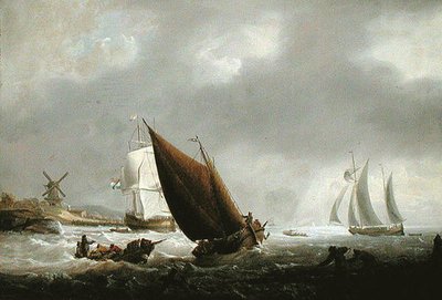 Forsendelse fra en hollandsk flodmunding (olie på lærred) af George Webster
