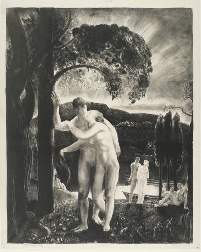 Amour, Men Like Gods-serien, 1923 (litho på vævet papir) af George Wesley Bellows