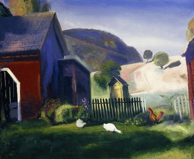 Ladegård og høns, 1924 af George Wesley Bellows
