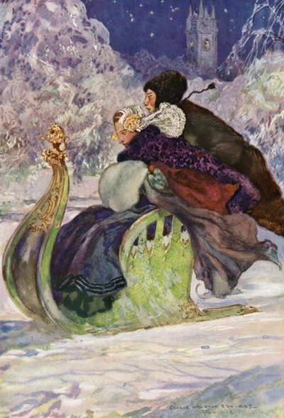 An Antique Push Sleigh, Friesland (farve litho) af George Wharton Edwards
