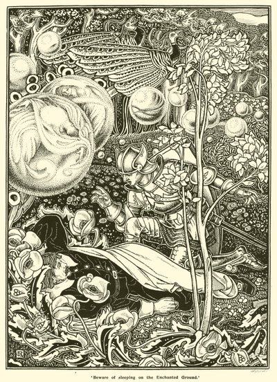 Pas på med at sove på den fortryllede jord (gravering) af George Woolliscroft Rhead