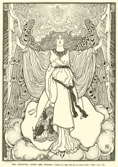 De himmelske porte åbnes (gravering) af George Woolliscroft Rhead