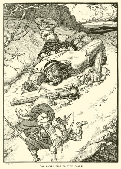 The Escape from Doubting Castle (gravering) af George Woolliscroft Rhead