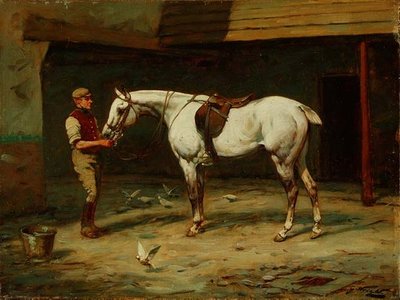 Brudgom i staldgården (olie på lærred) af George Wright