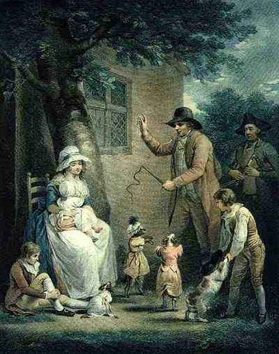 Dancing Dogs, indgraveret af Thomas Gaugain (1748-1812), pub. af T. Philipe, 1796 (stipstik) (par 125548) af George after Morland