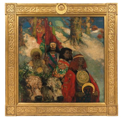 Druiderne - bringer misteltenen ind af George and Hornel Edward A. (1864 1933) Henry