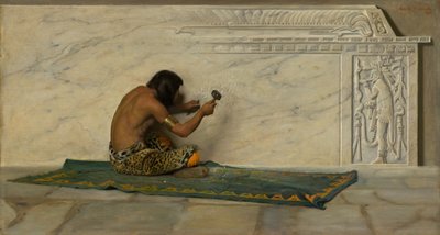 En aztec billedhugger, 1887. af George de Forest Brush