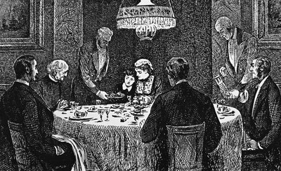 En overklassefamilie ved bordet af George du Maurier