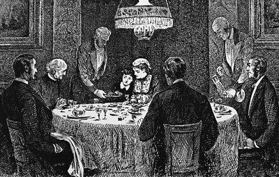 En overklassefamilie ved bordet af George du Maurier