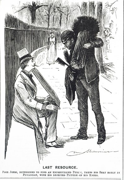 Tegneserie, der viser en skorstensfejer og hans børster af George du Maurier