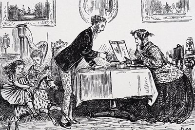 I 1865 fik Elizabeth Garrett Anderson licens til at praktisere medicin som den første kvindelige læge af George du Maurier