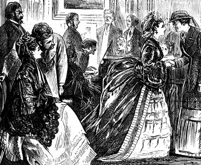 Socialt samvær af overklasse-engelsk adel af George du Maurier