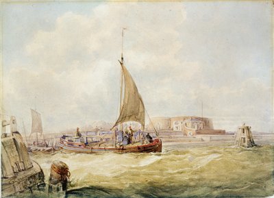 The Old Harbour, Hull (pen, blyant, sepia og akvarel på papir) af George the Elder Chambers
