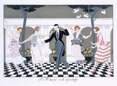 Love is Blind, graveret af Henri Reidel af Georges (after) Barbier