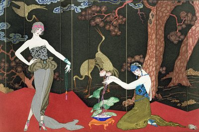 The Fashion for Lacquer, graveret af Henri Reidel af Georges (after) Barbier