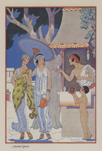 Parfumens romantik: Det antikke Grækenland (farve litho) af Georges (after) Barbier
