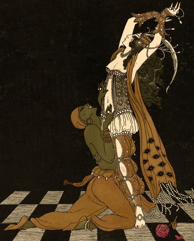 Vaslav Nijinsky og Ida Rubinstein i Schéhérazade af Georges (after) Barbier