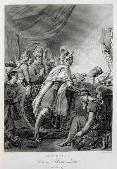 LOUIS IX, Sankt Louis af Frankrig (kobberstik) af Georges (after) Rouget