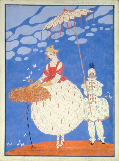 Efterårsroser (pen, blæk og akvarel på papir) af Georges Barbier