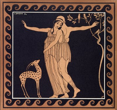 Balletscene med Tamara Karsavina (1885-1978) 1914 (pochoir print) af Georges Barbier
