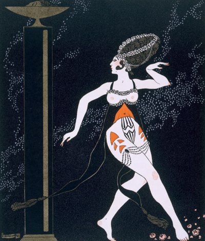 Balletscene med Tamara Karsavina (1885-1978) 1914 (pochoir print) af Georges Barbier