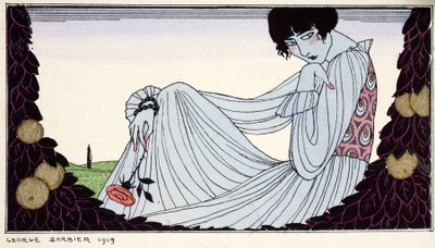 Kontemplation 1919 (stenciltryk) af Georges Barbier