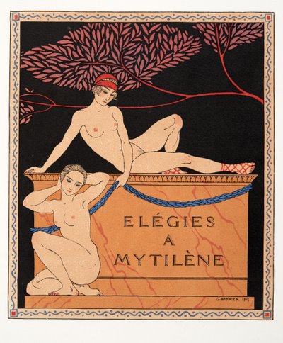 Elegies at Mytilene, illustration fra Les Chansons de Bilitis, af Pierre Louys, pub. 1922 (stenciltryk) af Georges Barbier