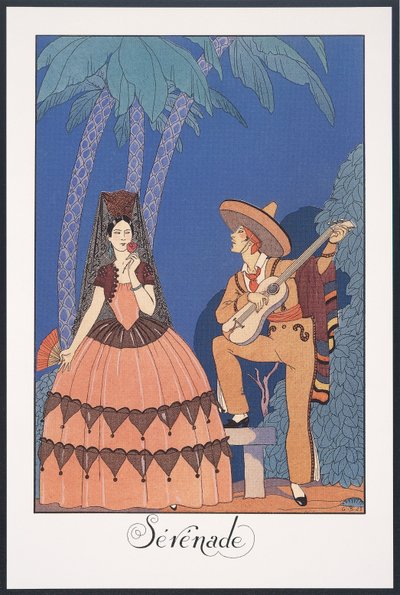 Falbalas et Fanfreluches, Almanak for 1924, Serenade, af George Barbier, tryk af Georges Barbier