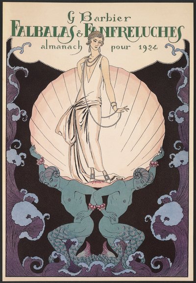 Falbalas et Fanfreluches, Almanak for 1924, forside, af George Barbier, tryk af Georges Barbier