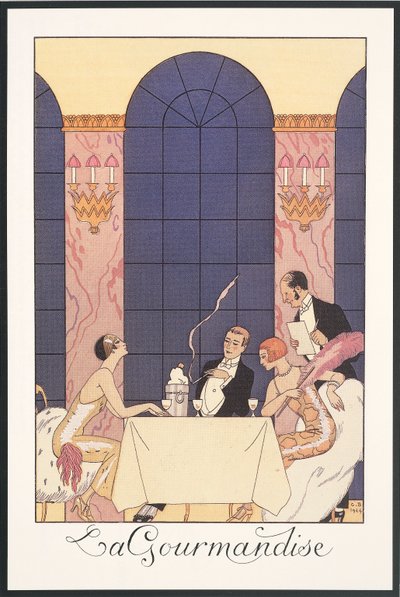 Falbalas and Fanfreluches, Almanak for 1925: "La gourmandise", af George Barbier, tryk af Georges Barbier
