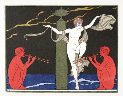 Illustration fra Les Chansons de Bilitis, af Pierre Louys, pub. 1922 (stenciltryk) af Georges Barbier