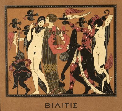 Illustration fra Les Chansons de Bilitis, af Pierre Louys, pub. 1922 (stenciltryk) af Georges Barbier
