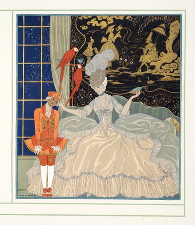 Grevinden fra Personages de Comedie, pub. 1922 (stenciltryk) af Georges Barbier