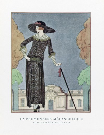 The Melankolic Walker, pub. 1922 (stenciltryk) af Georges Barbier