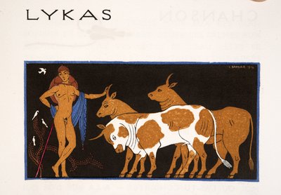 Lykas, Illustration fra Songs of Bilitis, af Pierre Louys, Pub. 1922 (Print Stencil) af Georges Barbier