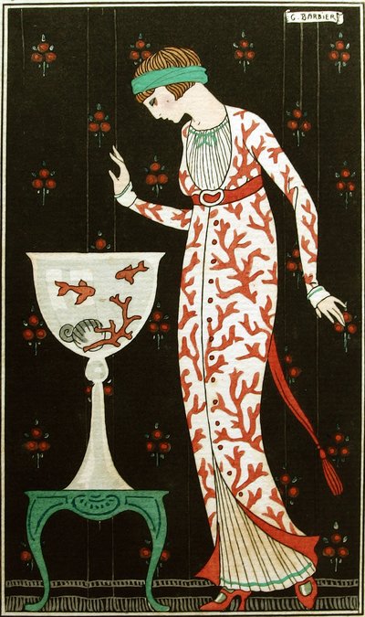 "Brochee Silk Indoor Dress" 1913 (stencil) af Georges Barbier